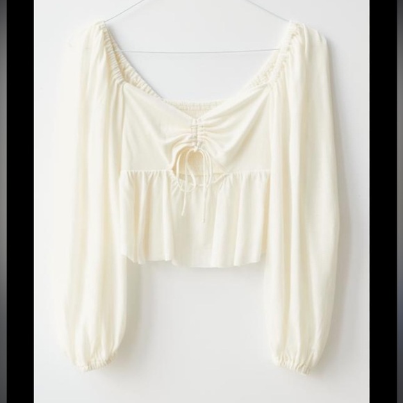Urban Outfitters UO Violet Bishop Sleeve Flowy Cutout Blouse - Picture 3 of 5